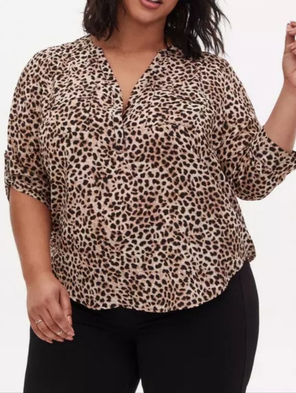 Torrid Harper Georgette 3/4 Sleeve Blouse